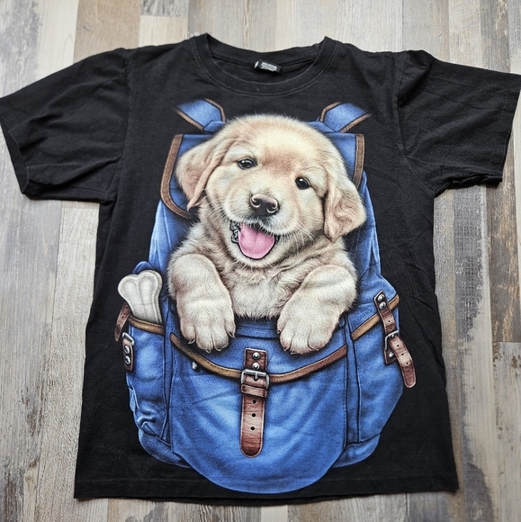 thanabat Other - Thanabat Small Golden Retreiver in Backpack tshirt